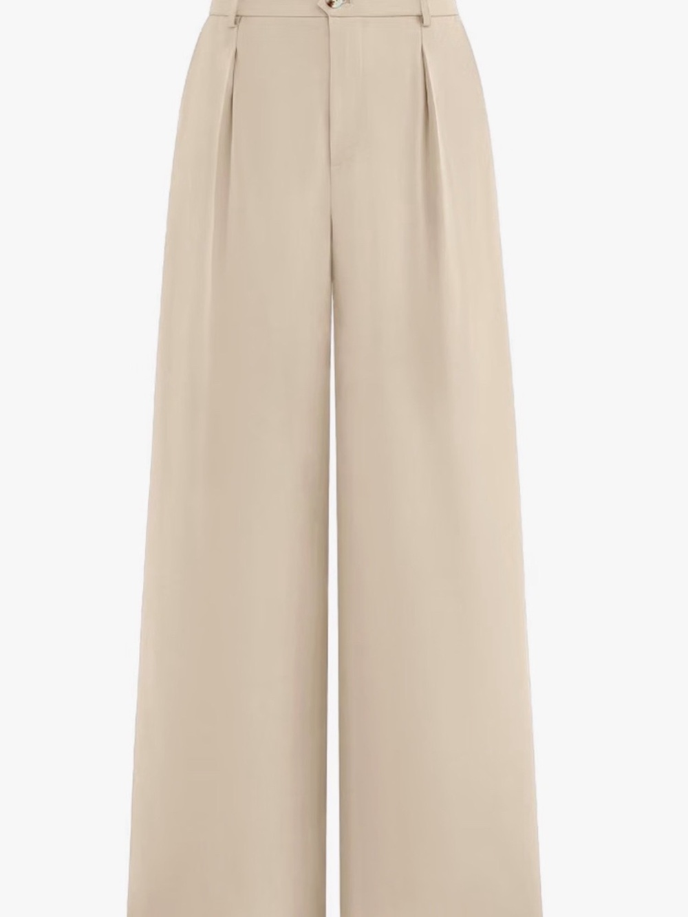 Brand New High-Rise Wide-Leg Trousers in Light Beige